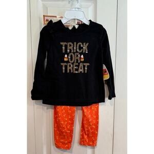 New Girls Trick Treat Candy Corn Halloween Sparkly 3 piece outfit Sz 6